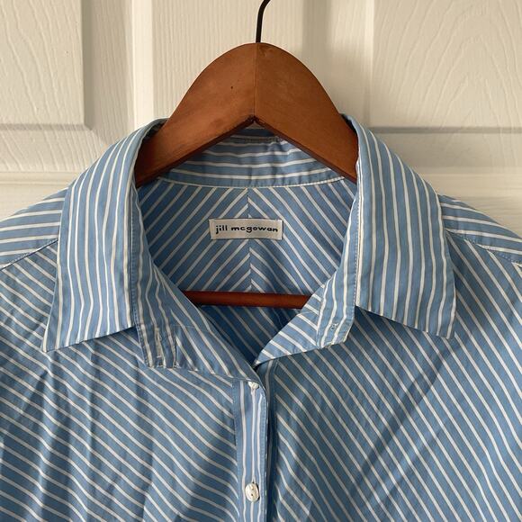 Jill McGowan Striped Button-Up Long Sleeve Shirt Blue Size M Coastal - Picture 2 of 4
